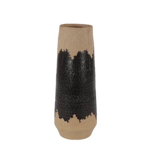 Black Porcelain Contemporary Vase, 17" x 6" x 6"